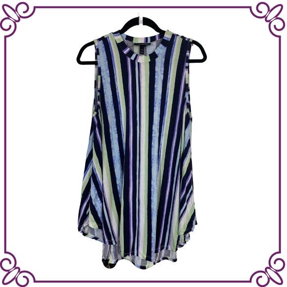 Lane Bryant Sleeveless High Neck Tunic A Line Stripes Top Size 10 / 12 - Picture 1 of 8